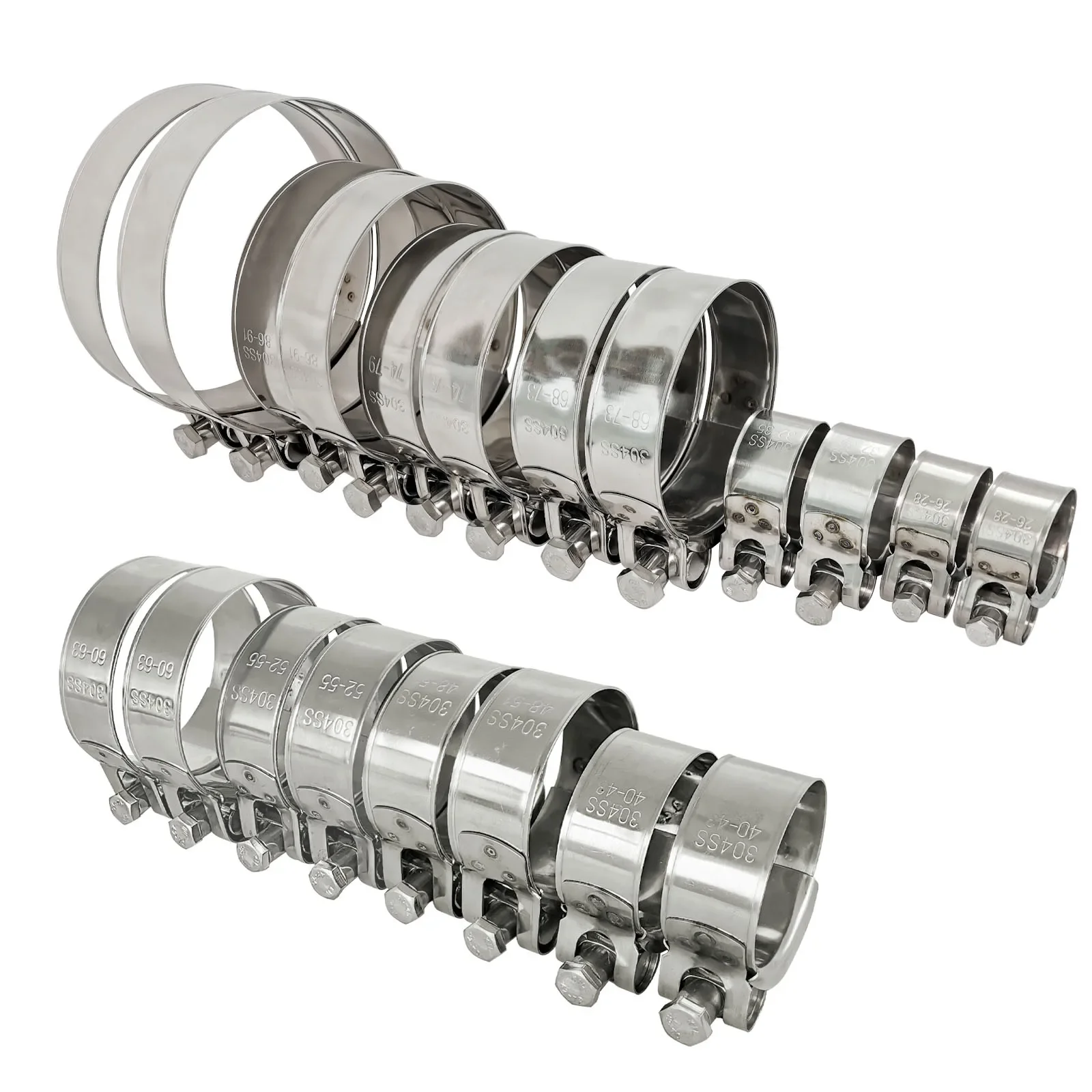 Car Fuel Line Tube Fastener Clip Stainless Steel T‑Bolt Hose Clamp Adjustable 26mm‑112mm Pipe Hose Connection Clamp Auto Parts
