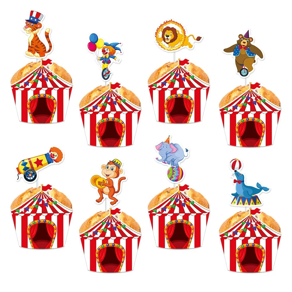 New Carnival Party Cake Edge Circus Theme Cake Decoration Small Card Plugin
