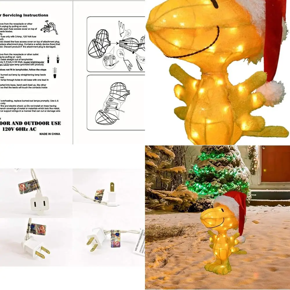 

Woodstock in Santa Hat 18 3D LED Pre-Lit Christmas Yard Decoration with 35 Lights