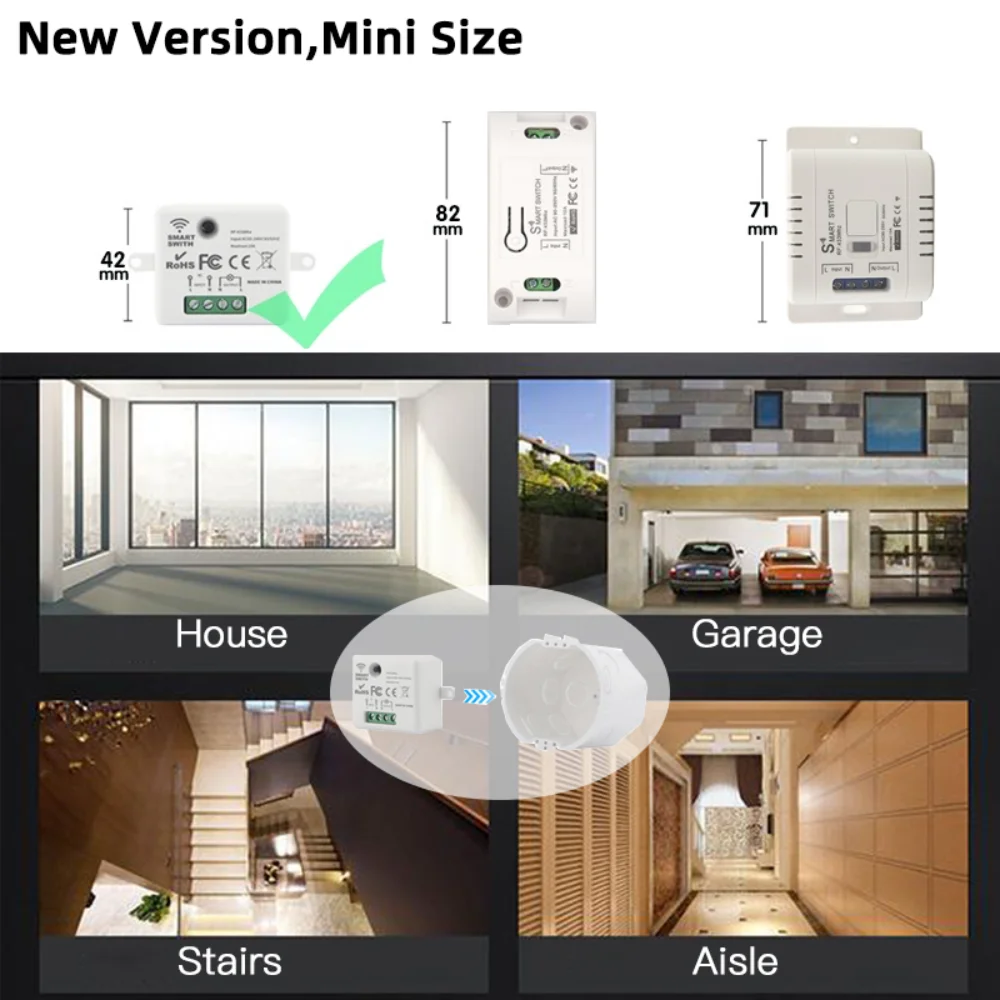 433 MHz Wireless Remote Control AC110V 220V 10A 1CH Relay Receiver and Push Button Transmitter for LED Light Lamp Fan Controller