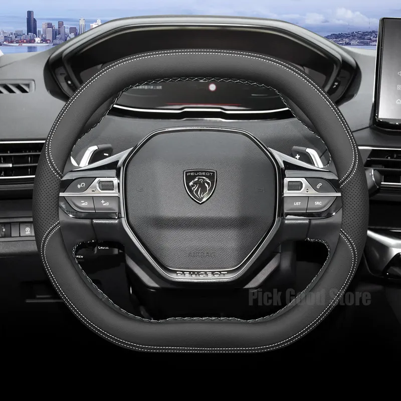 Leather Car Steering Wheel Cover For Peugeot 208 2008 308 3008 408 4008 508 5008 Sw Rifter 2022 2023 2024 2025 Car Accessories view 4