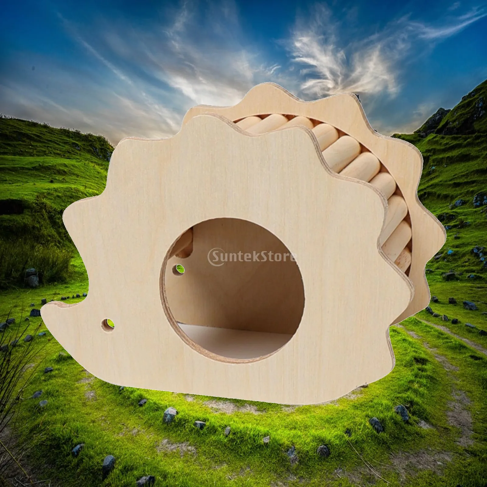 Hamster Wood House Hideout Cage Decor Activity Platform Exploring Toys Small