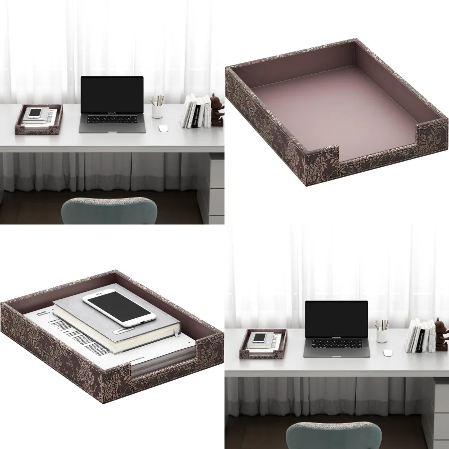 

Leather Letter Tray THIPOTEN Elegant Desk Organizer for Office Supplies Mail Paper File Magazine Perfect Office Organization fo