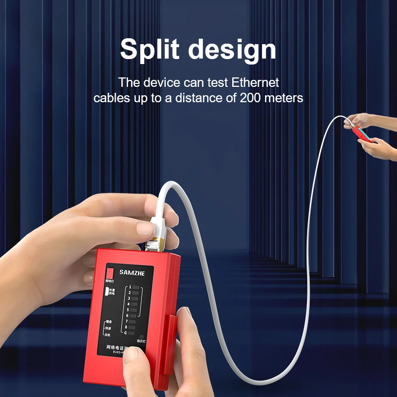 جهاز اختبار كابل إيثرنت لشبكة SAMZHE لهاتف RJ11 RJ12 LAN RJ45 Cat5 Cat5e Cat6 Cat6a Cat7 UTP/ STP وهواتف RJ11 RJ12