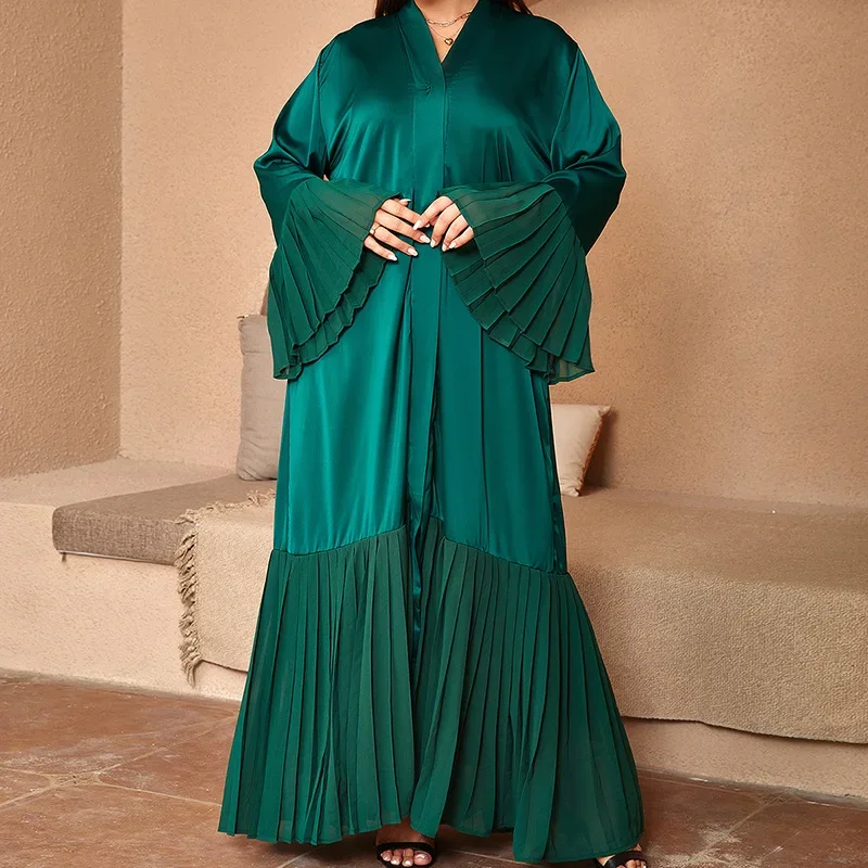 

Autumn Elegant 2024 African Long Sleeve V-neck Green Plus Size Long Maxi Dress Muslim Fashion Abaya African Dresses for Women