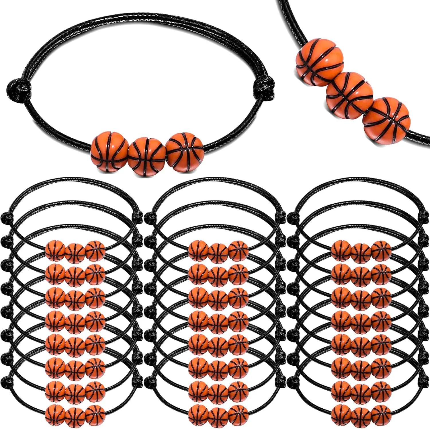 10pcs Sports Party Gift Bracelets - Adjustable Beaded Ones (Football/Basketball/Baseball/Volleyball) & Inspirational Wristbands