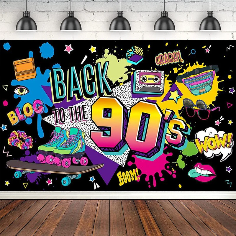 Photography Backdrop Back To The 90s For Party Banner Background For Hip Hop Graffiti Wall Poster Table Decor