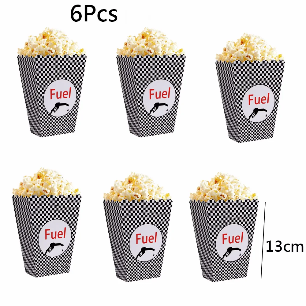 6Pcs Race Car Fuel Can Popcorn Treat Boxes Racing Birthday Party Baby Shower Supplies Candy Cookie Container Bridal Shower Decor