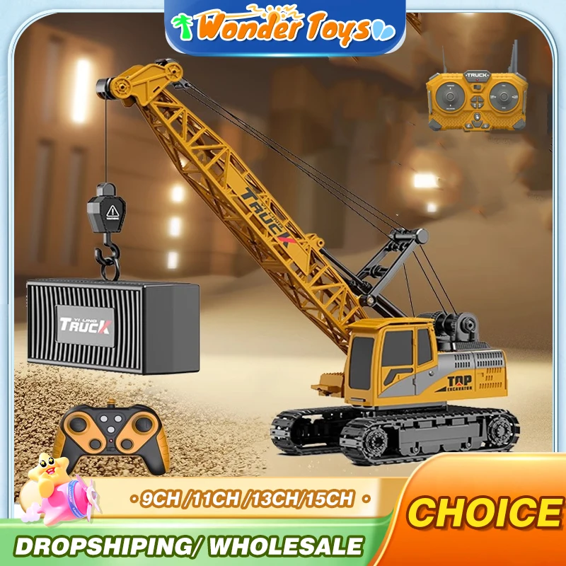 

Big Rc Truck Alloy Crane 2.4G Remote Control Truck 9Ch 11Ch 13Ch 15Ch Spray Toy Radio Controlled Engineering Vehicle Excavator