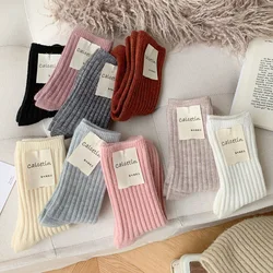 2023 New Winter Thicker Cashmere Wool Women Socks Casual japanese fashion Solid Color Long Sock Girls Thermal Warm Crew Sock