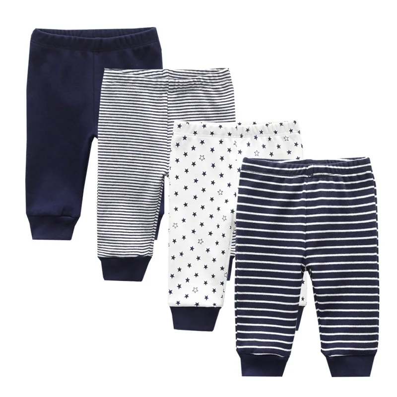 Kiddiezoom 4Pcs Baby Boy Girl Pants Four Seasons Cartoon Cotton Trousers Newborn Infant Clothes