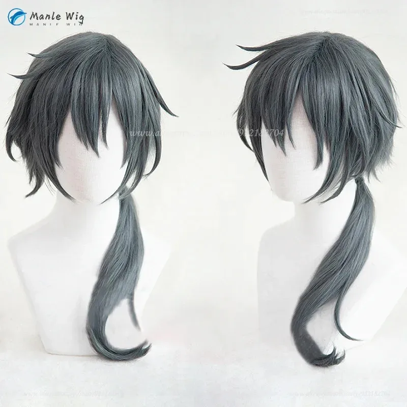 Es louco: b shiina niki peruca cosplay 60cm cinza escuro shiina niki anime perucas resistentes ao calor cabelo sintético + touca peruca