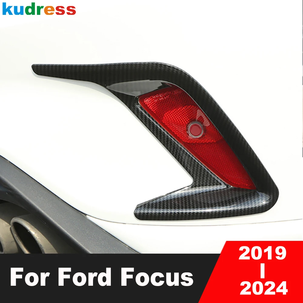 For Ford Focus 2019-2021 2022 2023 2024 Sedan Carbon Car Rear Fog Light Lamp Cover Trim Tail Foglight Bezel Trims Accessories