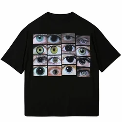 Eye Print Pattern T-shirt for Men's Summer New Fashionable T-shirt with Round Neck Soft Cotton Casual Large Street Men's T-shirt