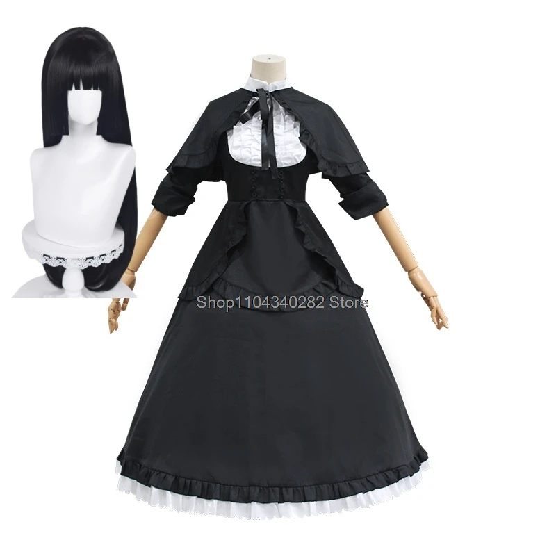 Magical Girl Akemi Homura Black Dress Cosplay Costume Wig Anime Halloween Party Suit