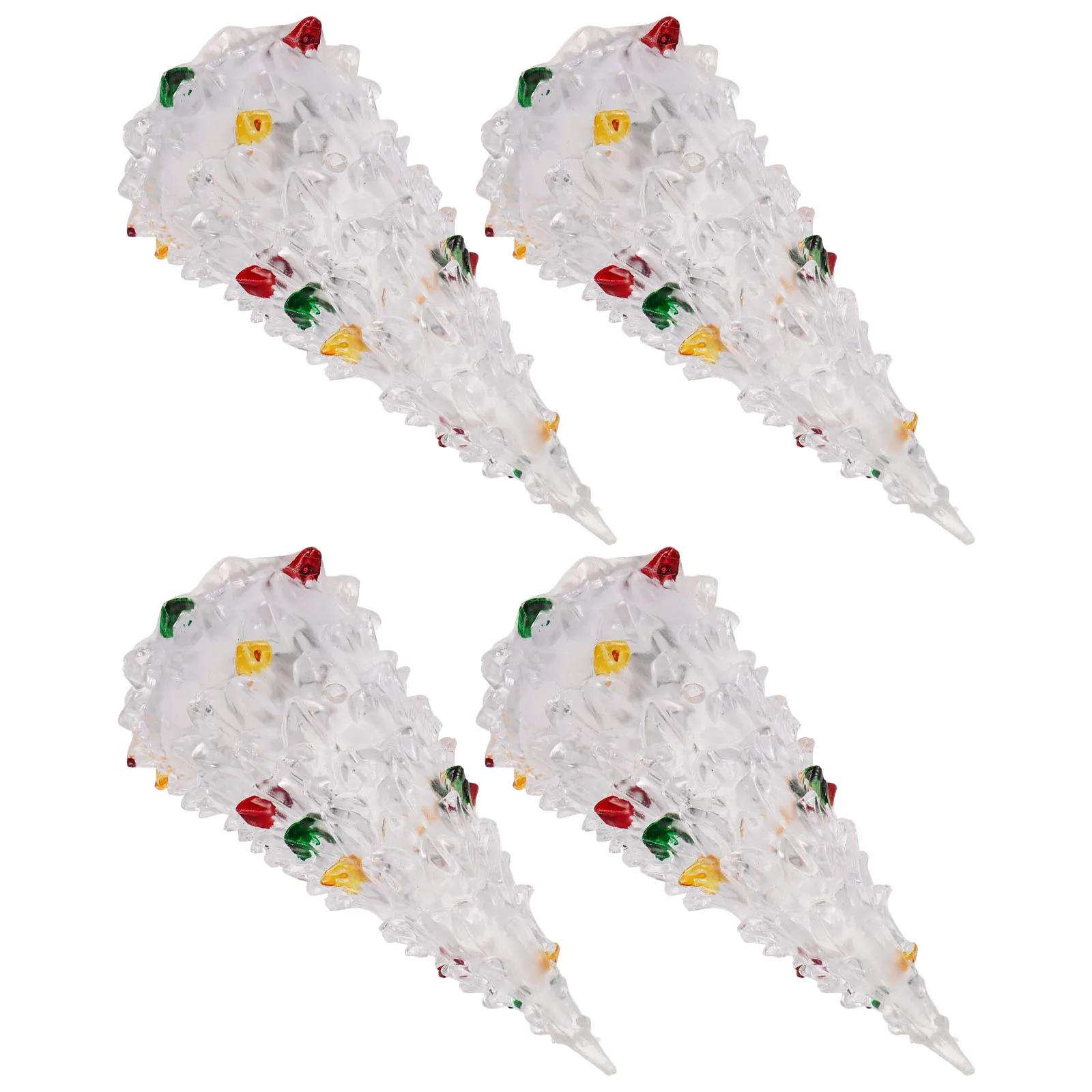 

4 Pcs Acrylic Christmas Tree Led Light Desktop Ornaments Colorful Crystal Led Lamp Xmas Tree Miniature Christmas Decoration