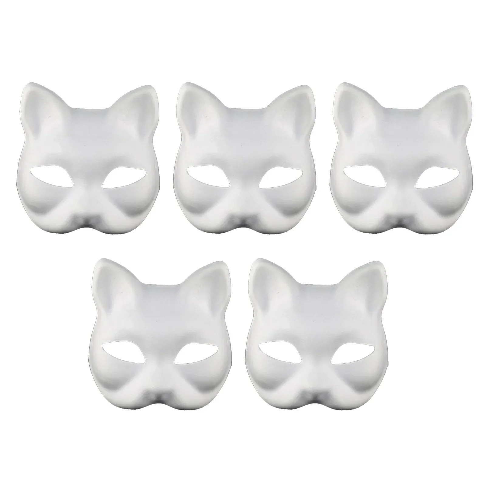 

5pcs Diy Mask White Embryo Plasma Cat Mask Paintable Halloween Mask White Half Role-Playing Anime Party Costume