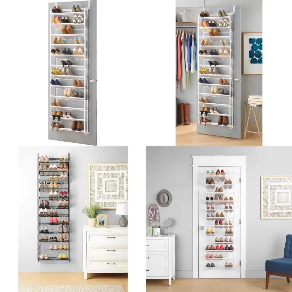 

12-ярусная подвесная полка для обуви на дверь, прочный металлический и сетчатый органайзер, 69 дюймов (длина) x 21,7 дюймов (ширина) x 7,5 дюймов (высота), белый цвет