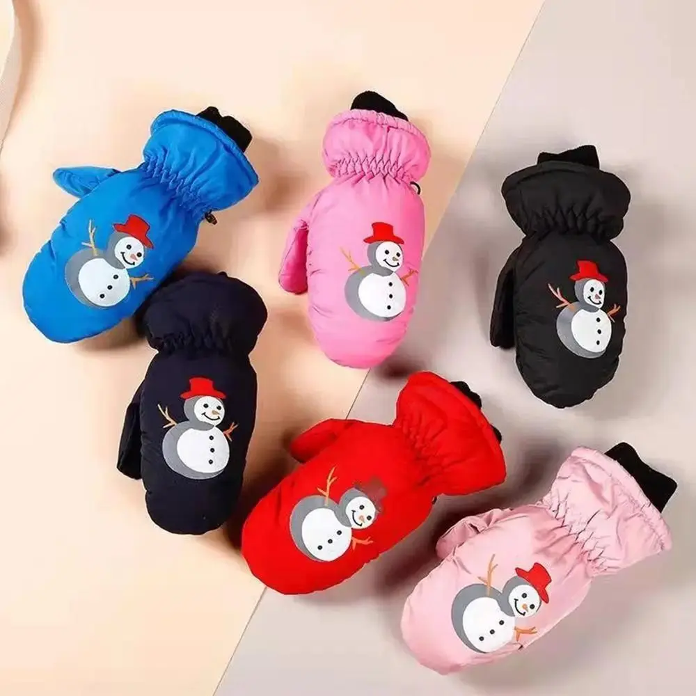 

Snow Man Children's Snow Gloves Aged 2 To 5 Years Windproof Winter Kids Ski Mittens Cartoon Full Finger Mittens