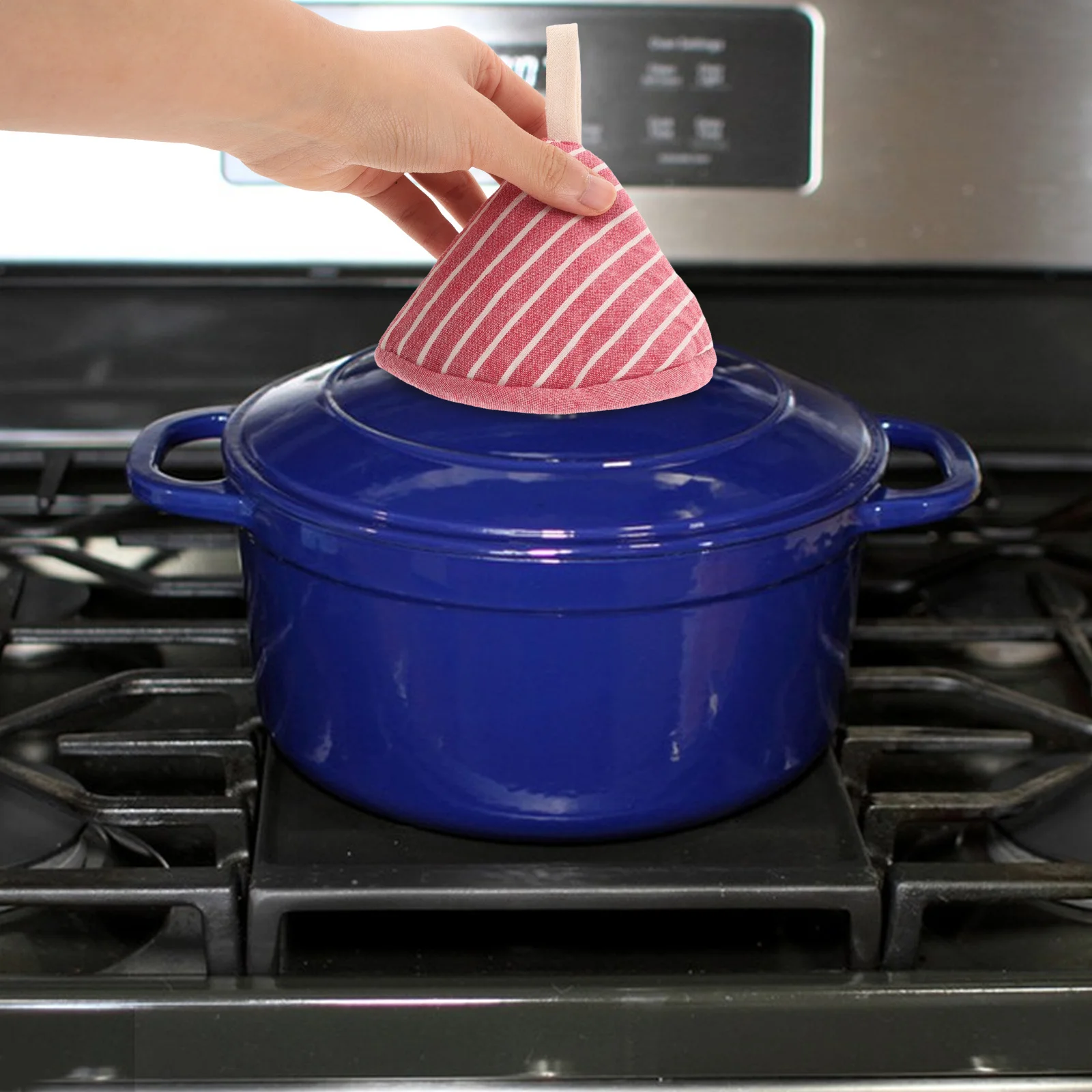 

3pcs Triangle Pot Cap Japanese Style Cotton Handle Cover Heat Resistant Oven Pot Holders For Kitchen Cookware Lid Grip Silicone