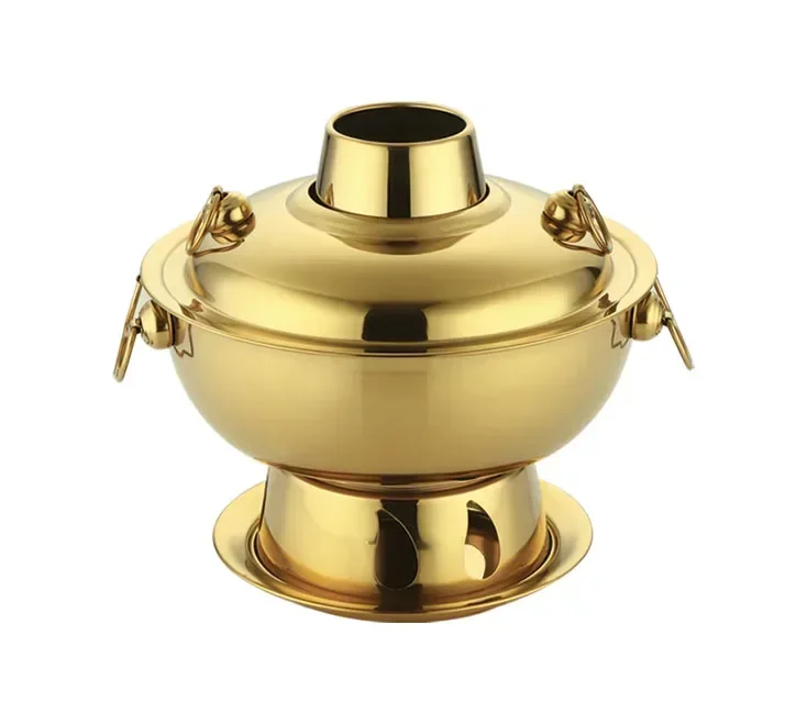 1,8 liter hoge kwaliteit roestvrijstalen hete pot, Chinese fondue lam Chinese houtskool hotpot buitenfornuis picknickfornuis