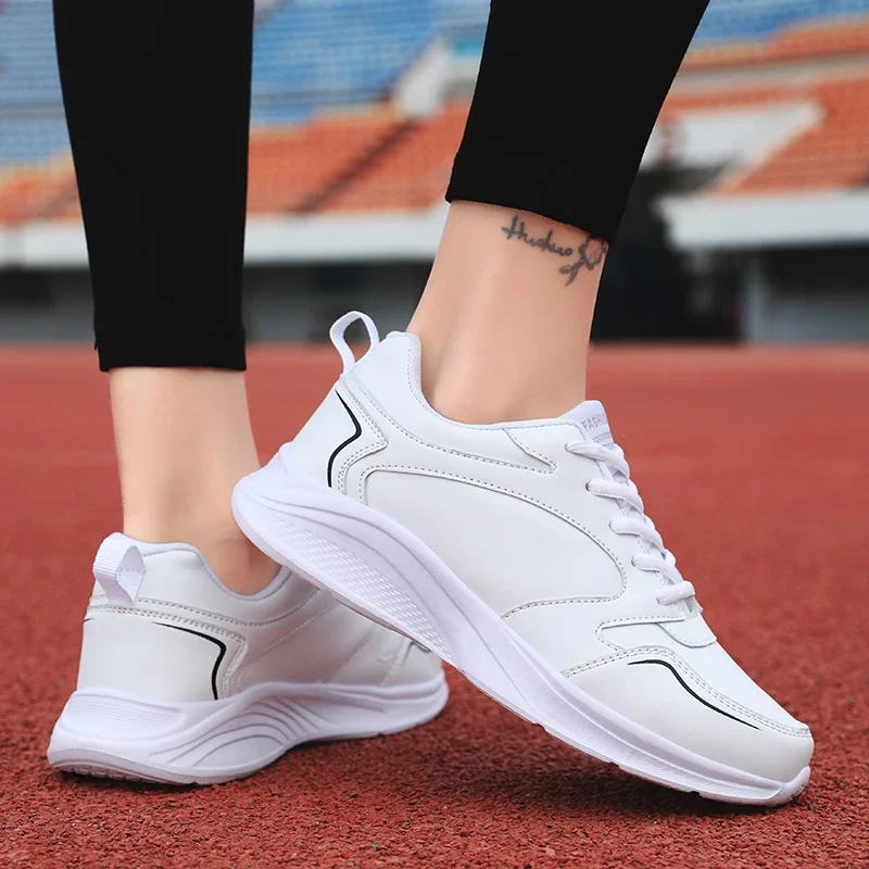 Sports Woman Sneakers Fashion Casual Lace-up Shoes Leather Flat Platform Breathable Comfort Ladies Outdoor Running Vulcanized