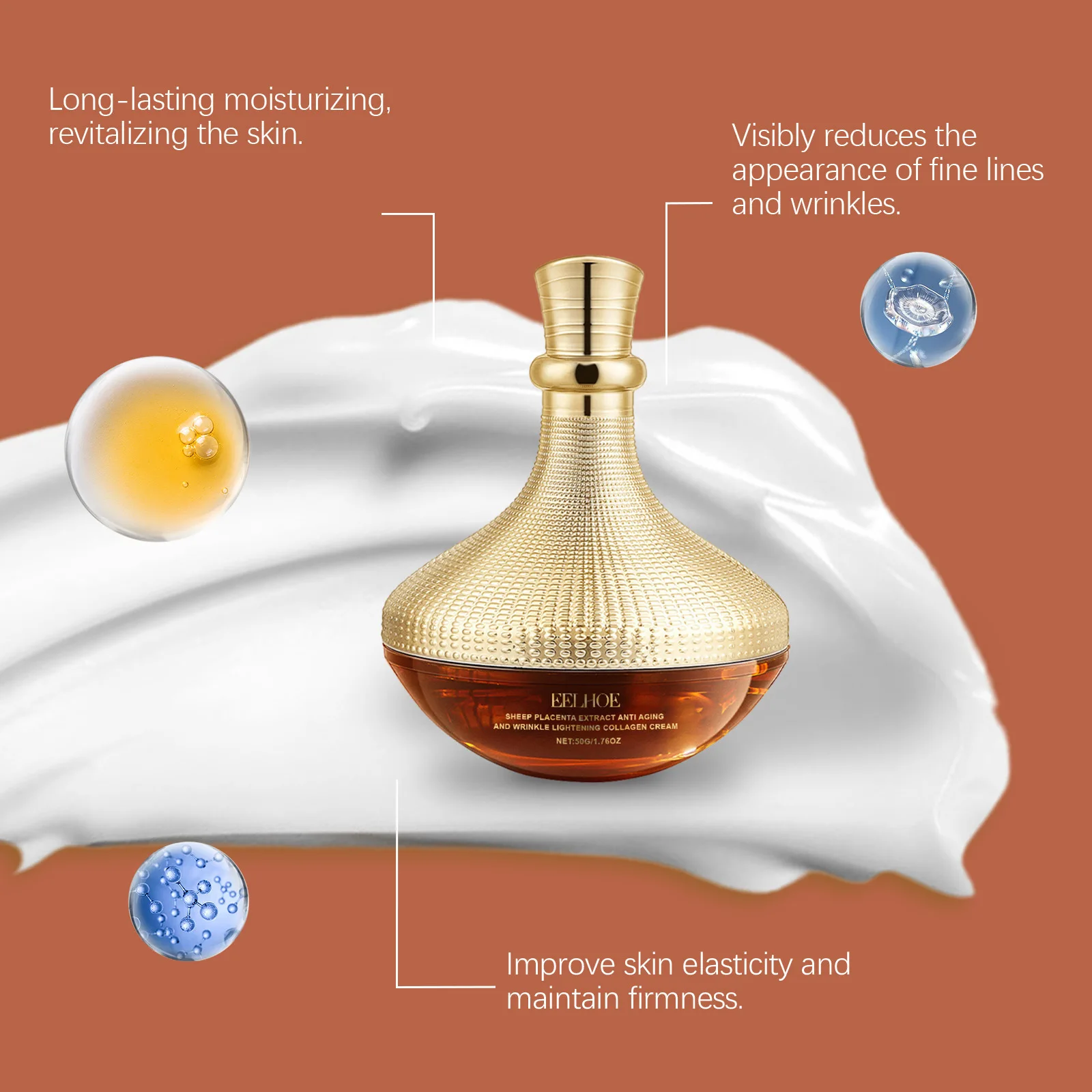 Eelhoe Sheep Placenta Face Firming Cream Fading Fine Lines Shrink Pores Nourish Smoothing Improve Elasticity Facial Care Creams