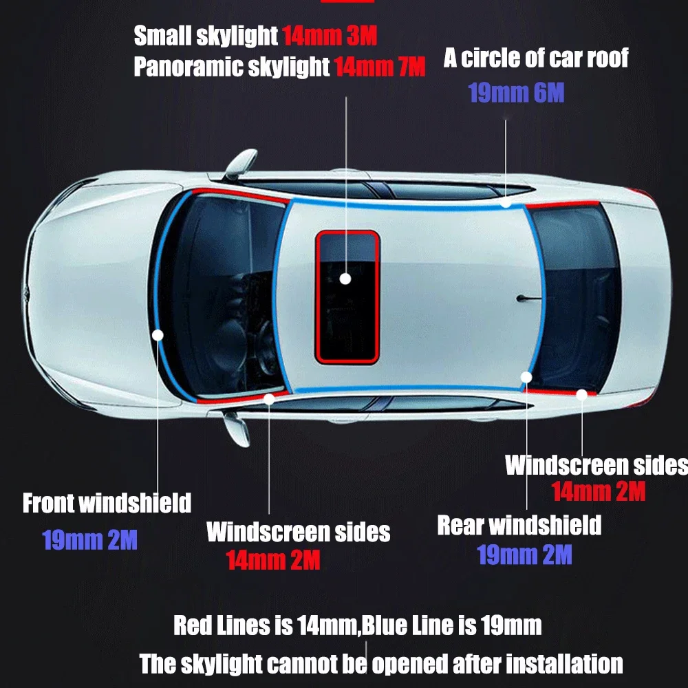 Rubber Car Seals Edge Sealing Strips Auto Roof Windshield Sealant Protector Window Seal Strips Sound Insulation Tape 14/19mm