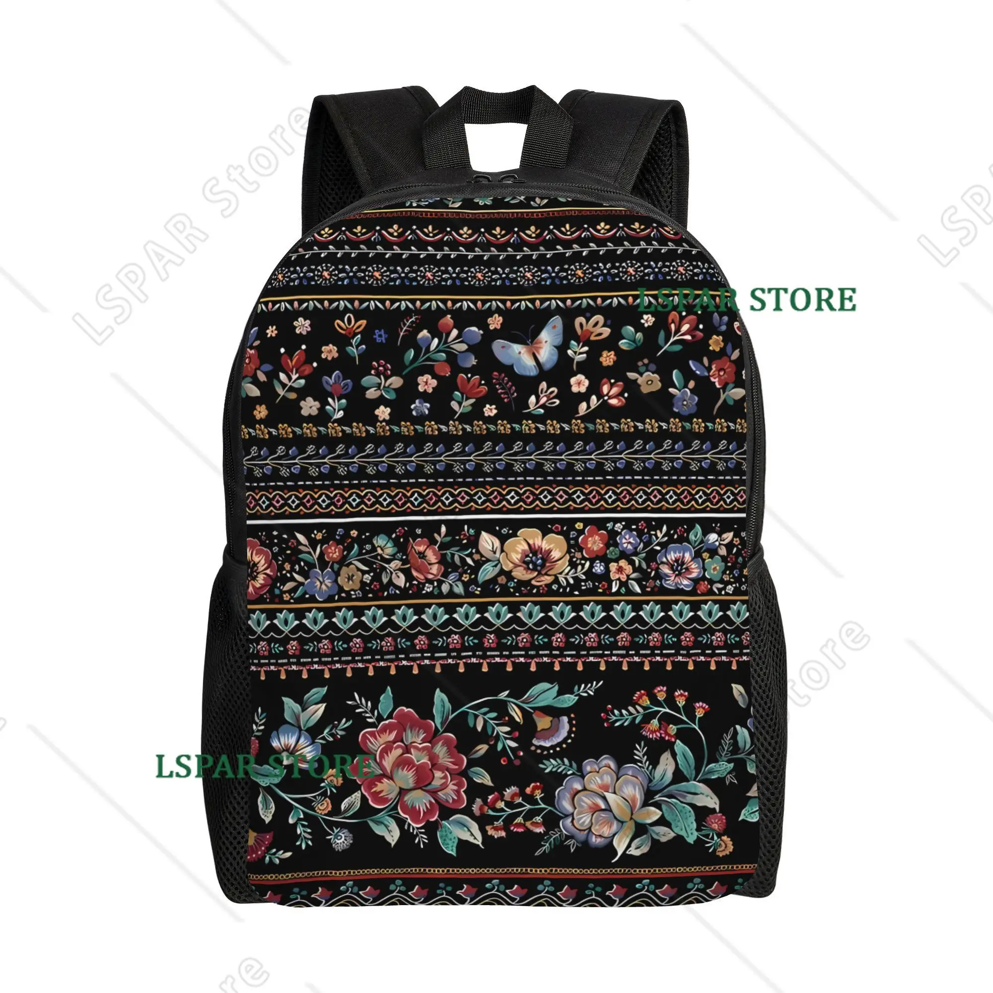 Casual Backpacks Featuring Floral and Butterfly Patterns, Perfect for Students and Travel  with Adjustable Straps for Laptops