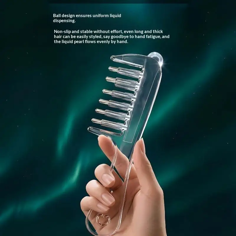 New#Clear Essential Oil Applicator Massage Comb With Built In Liquid Reservoir Rolling Metal Teeth