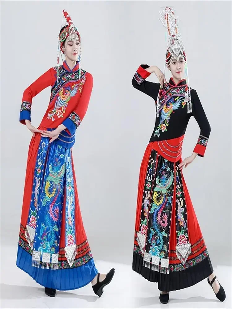 Women's clothing stage performance high-end ethnic large size autumn and winter long embroidery fashion three-piece set