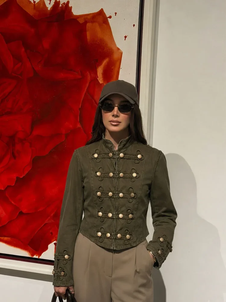 New Chic Trendy Army Green Coat Women Spring Autumn Stylish Long Sleeve Relaxed Fit Street Wear Gorgeous Elegant Fashion Jacket