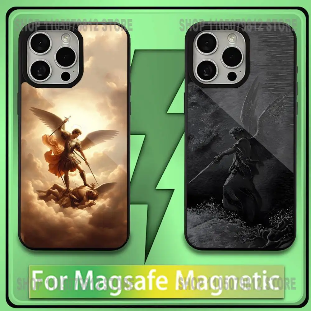 

Archangel Michael Cross Phone Case For iPhone17,16,15,14,13,12,11,Plus,Pro,Max,Mini Soft Magesafe Magnetic Wireless Charge