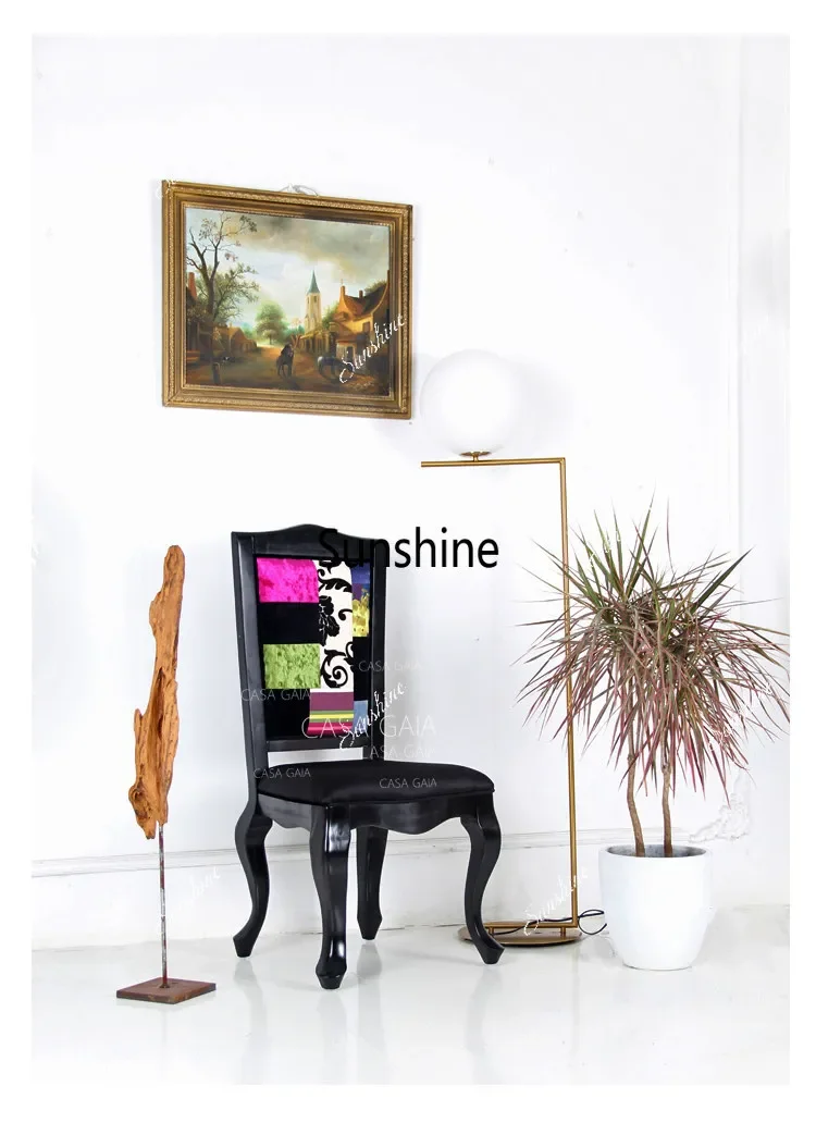 European neoclassical dining chair splicing style no armchair