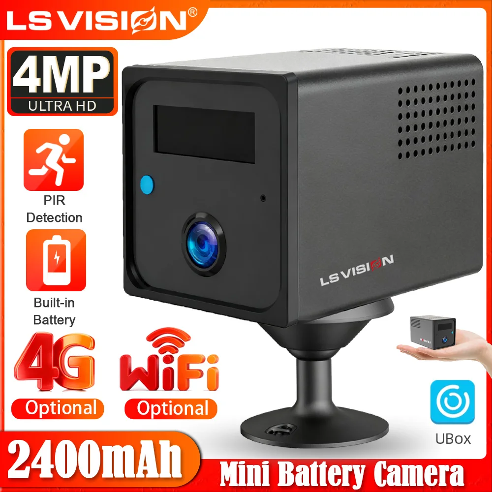 LS VISION 2K 4G SIM Mini Camera WiFi Indoor Security Camera Night Vision PIR Human Detection Wireless Surveillance Cam CCTV Ubox