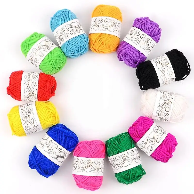 12Pcs Acrylic Yarn Ball Soft Knitting: Crochet Thread DIY Craft Scarf Hat Doll Supplies