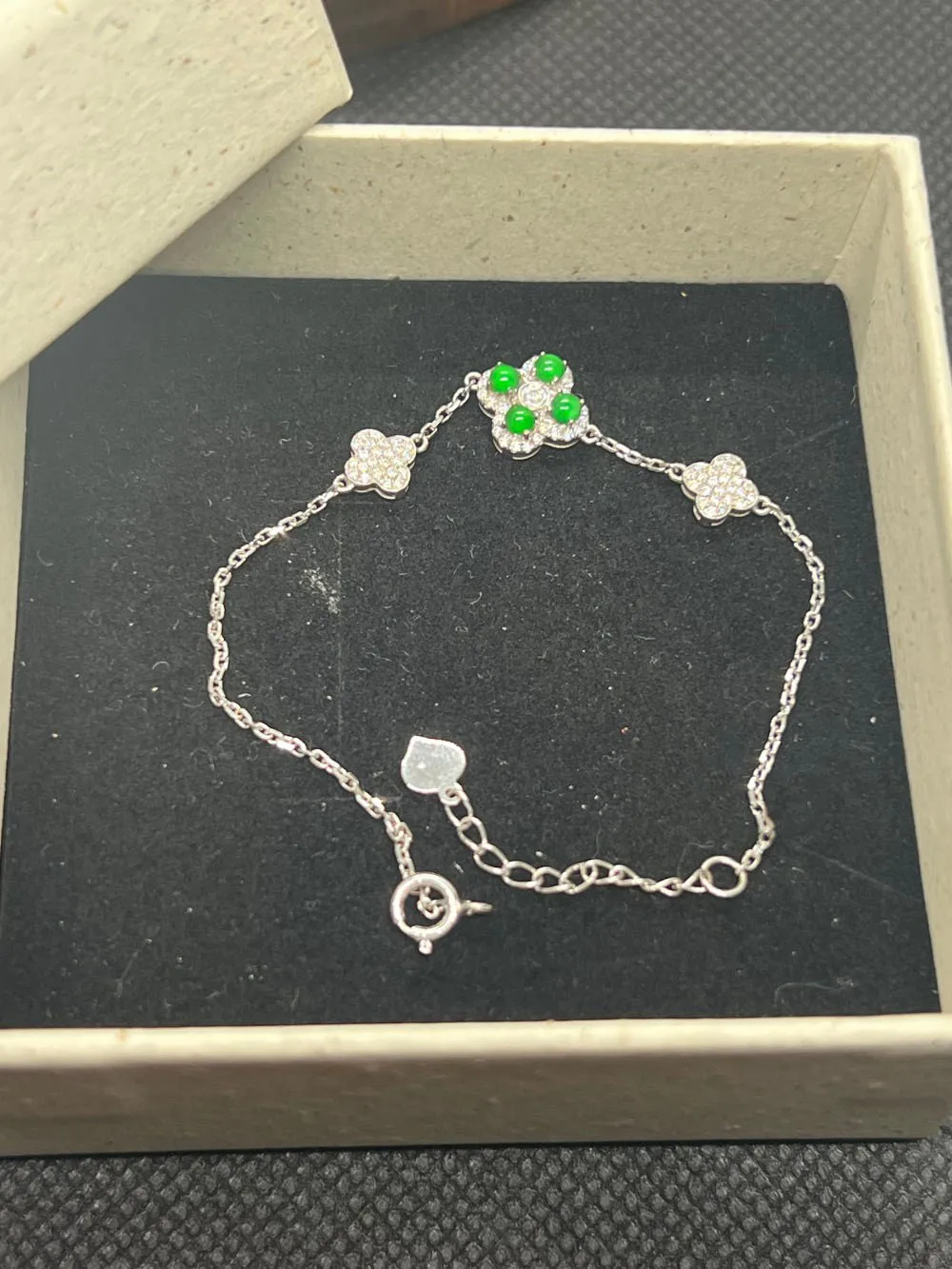 Grade A Natural Jadeite Four Leaf Clover 9K Gold Bracelet Women Lucky Fashion Luxury Accessories