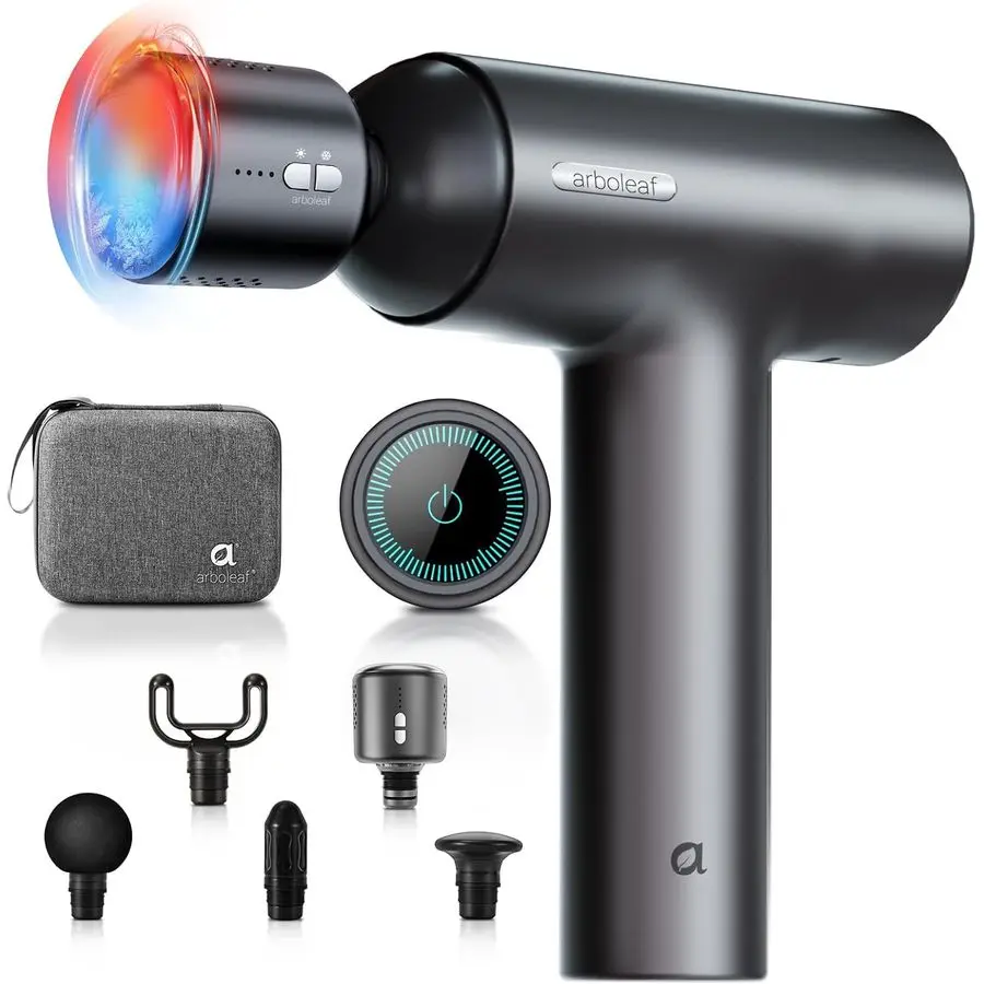 

Массажный пистолет Thermacool с подогревом и холодной водой, 6-скоростной массажный пистолет для глубоких тканей с футляром, мощный ударный массажер для H