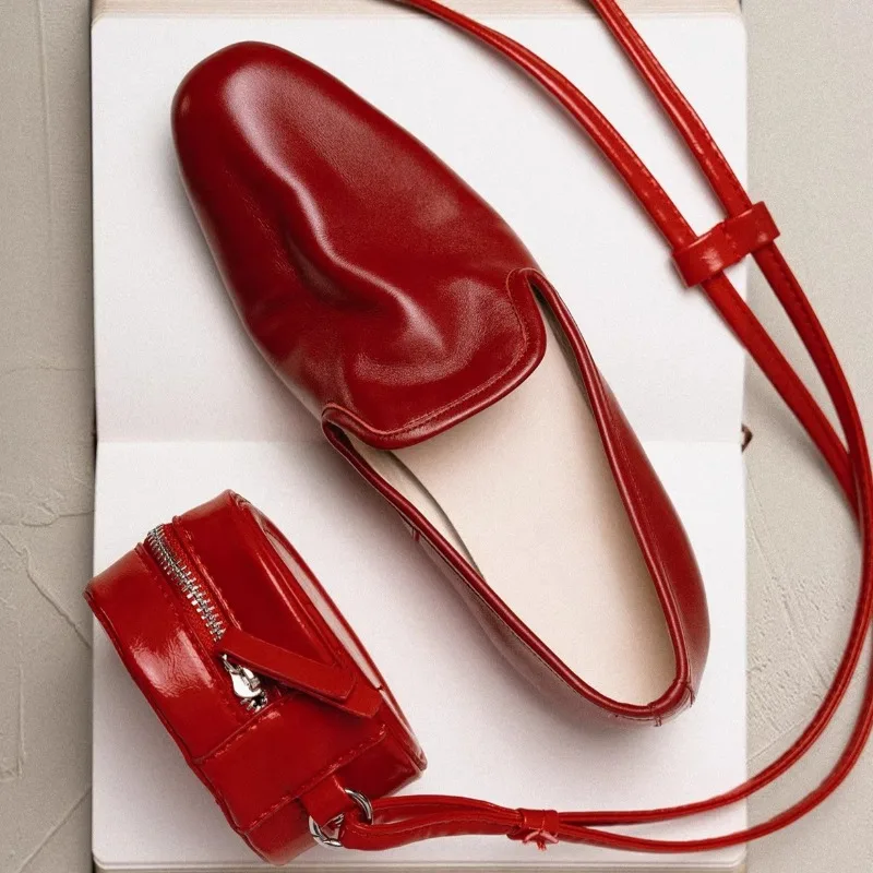 Handcrafted Washed Cowhide Vintage Flats Women Loafers Soft Comfortable Driving Shoes Moccasins