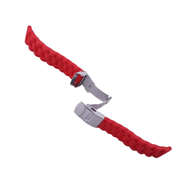 إكسسوارات حزام ساعة سيليكون للرجال والنساء 22 مم 24 مم حزام مطاط مقاوم للماء متوافق مع مشبك أوميغا سي يي سيكو القابل للطي