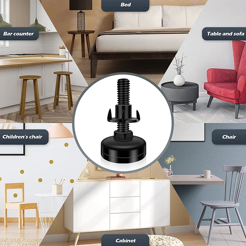 Mobiliário ajustável nivelamento pés, leveler perna para armários, mesas de sofá e cadeiras, Raiser com T- Nut Kit, Novo
