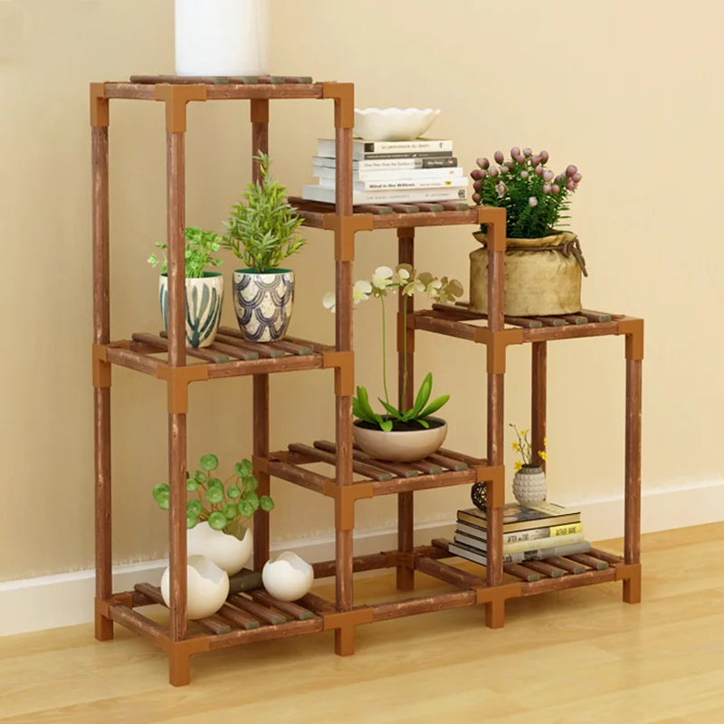 Big Size Flowerpot Stand Shelves Storage Furniture Plant Support Home Furniture Living Room Luxury Simple Indoor Wooden