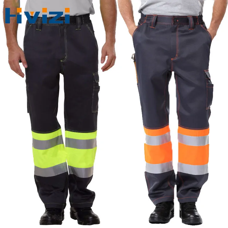 Reflective Pants Hi Vis Pants with Functional Pockets Wear-resistance Safety Trousers Protective