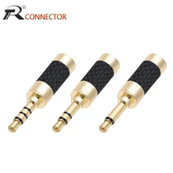 1PC Gold Plated 3.5mm Mono & Stereo Mini Plug 3/4pole Connector Carbon Fiber Mini Plug Fit for cable up to 6mm