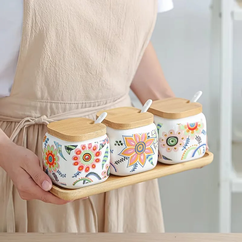 

New ceramic household combination seasoning box