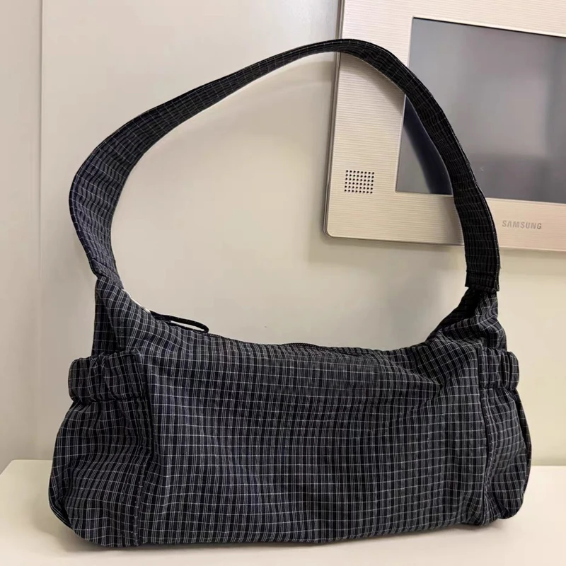 

Korean Casual Underarm cloth Bags For Women Luxury Designer Handbags And Purses 2026 New In Polyester Checkered Pattern Shoulder