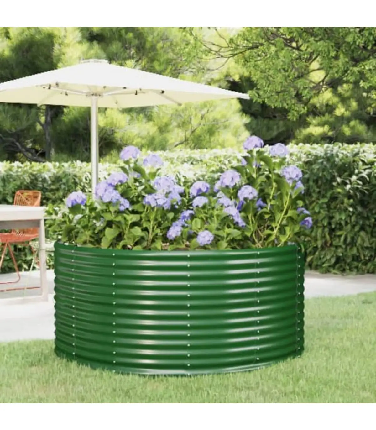 140x140x68 cm green powder coated steel planter and planters