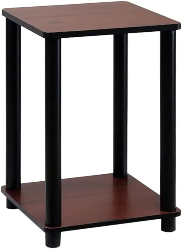 Furinno Turn-N-Tube End Table, Dark Cherry/Black , 1-Pack