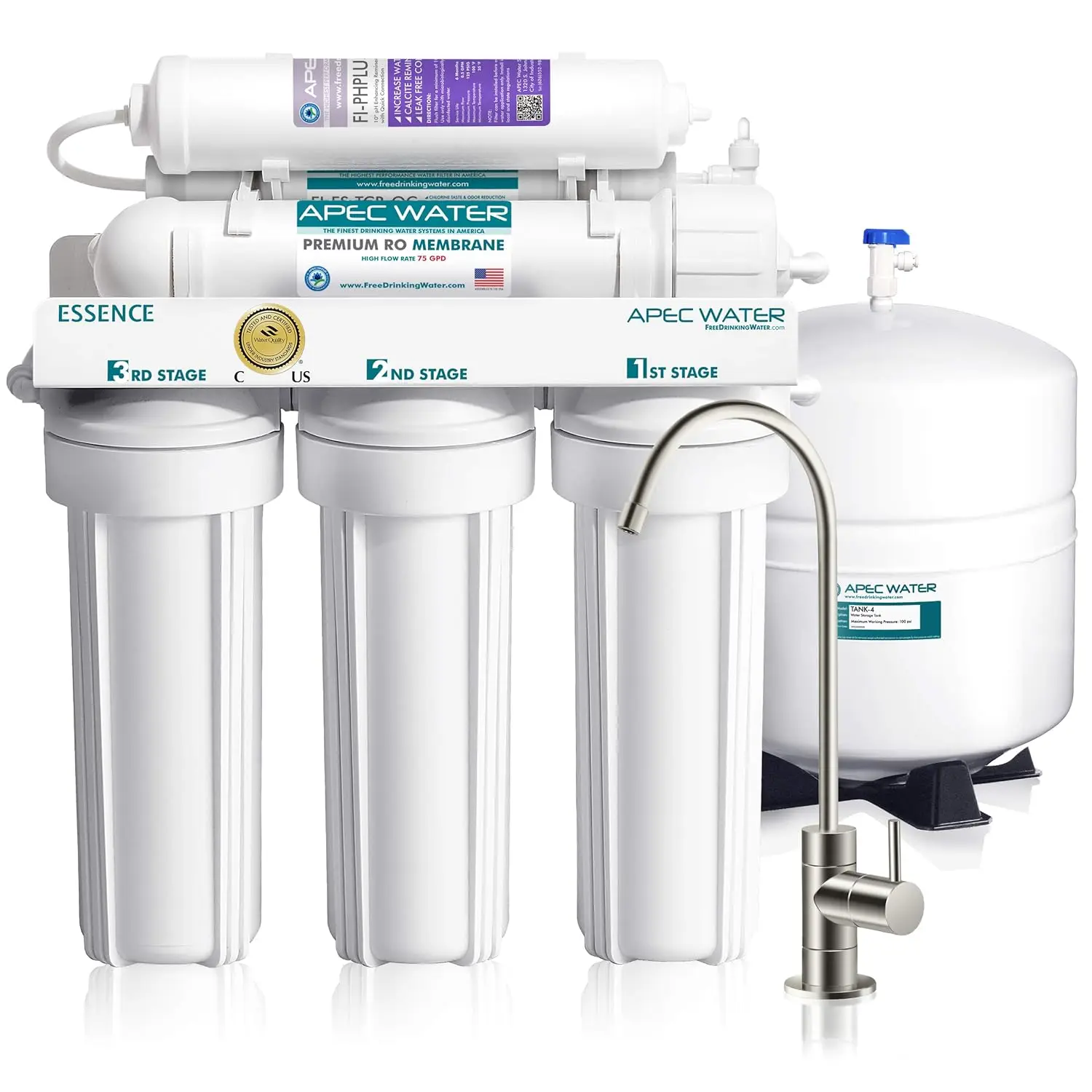 

Systems ROES-PH75 Essence Series Top Tier Mineral pH+ 75 GPD 6-Stage Certified Ultra Safe Reverse Osmosis Drinking