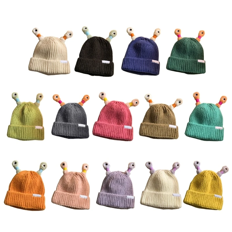 Stylish Funny Beanie Hat with LED Antenna Novelty Cartoon Beanies Women Teens Winter Warm Hat Cute Skull Cap for Party